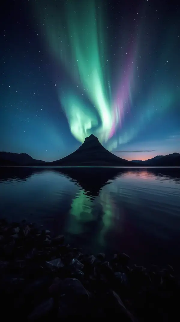 Hd mobile wallpaper nature — aurora over mountain