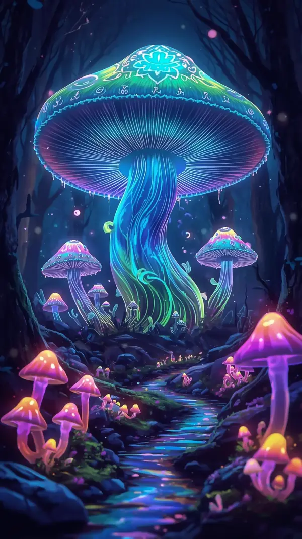 Mushroom Wallpaper 4K — Neon Glowing Forest Fantasy | 4kwallpapar