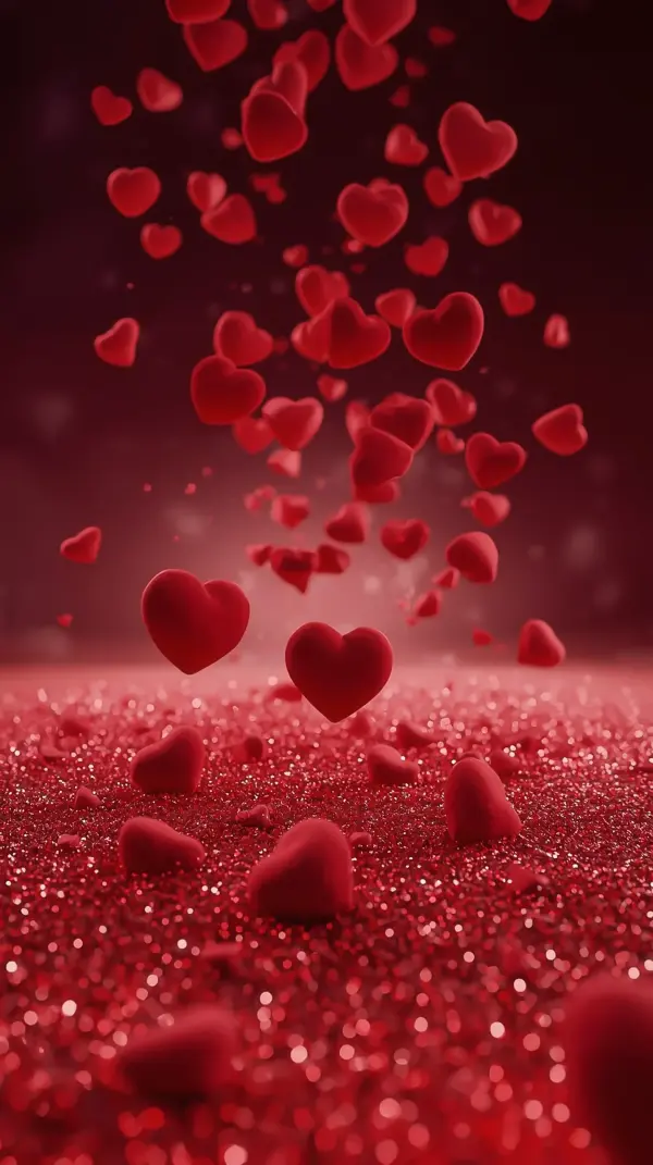 Heart Wallpaper 4K — Red Floating Hearts Glitter