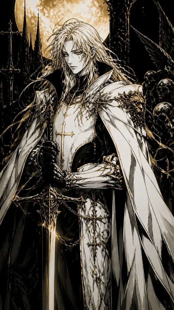 Anime background phone — gothic golden knight