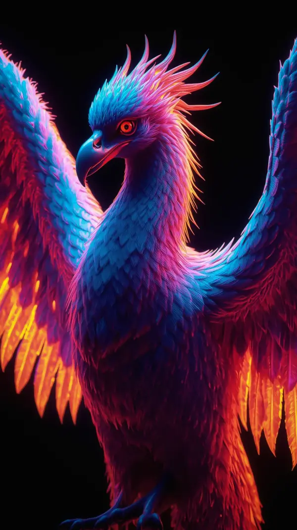 4k wallpaper — Neon Phoenix Glowing Bird 4KWallpapar