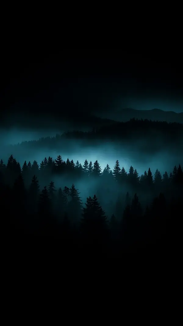 Dark Misty Forest AMOLED Wallpaper 4K for Mobile and iPhone
