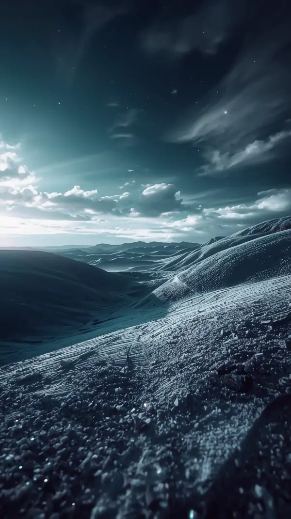 Wallpaper anime nature — moonlit snowy valley
