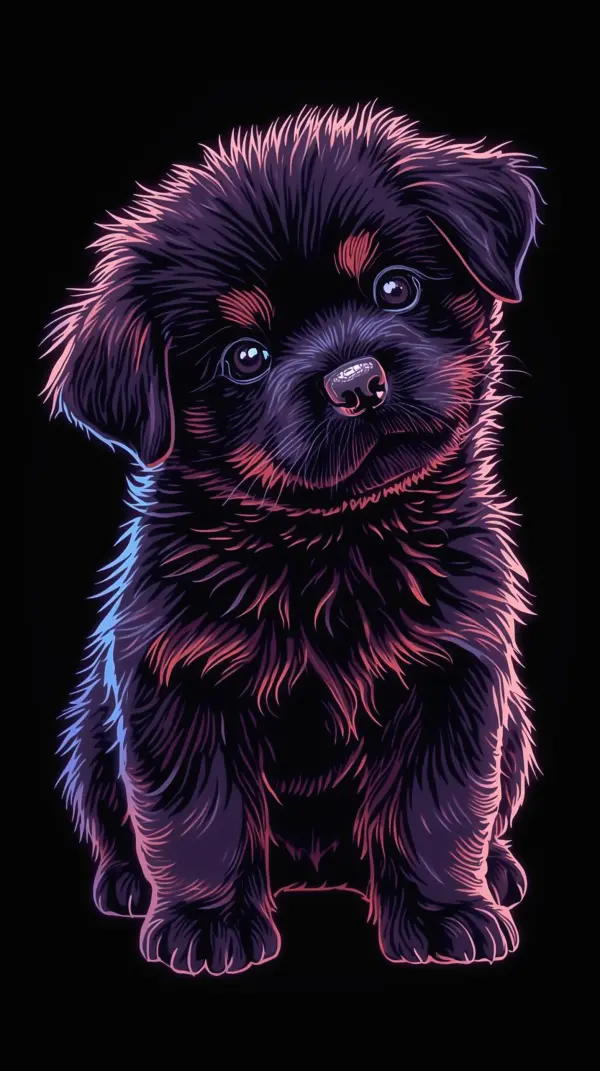 Puppy Wallpaper 4K — Neon Fluffy Dog Portrait