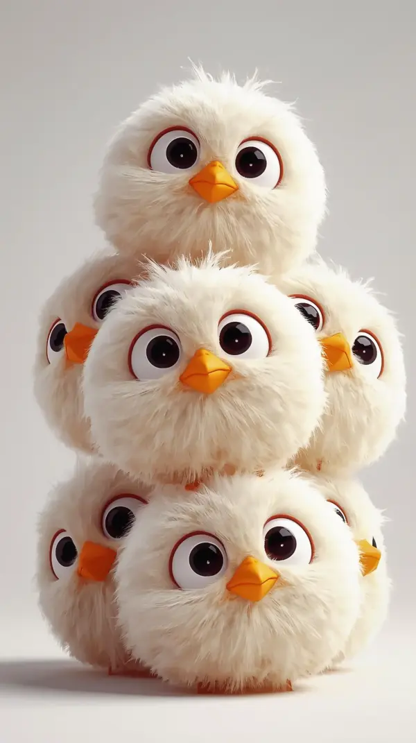 Cute Wallpaper for Phone — Fluffy White Birds Stack | 4kwallpapar