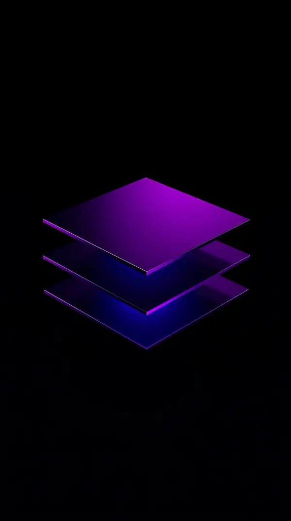 phone-wallpaper-4k (28)4k wallpaper for mobile Floating Purple Glass Squares, Neon Edge Glow Layered Transparent Panels on Deep Black Futuristic Background