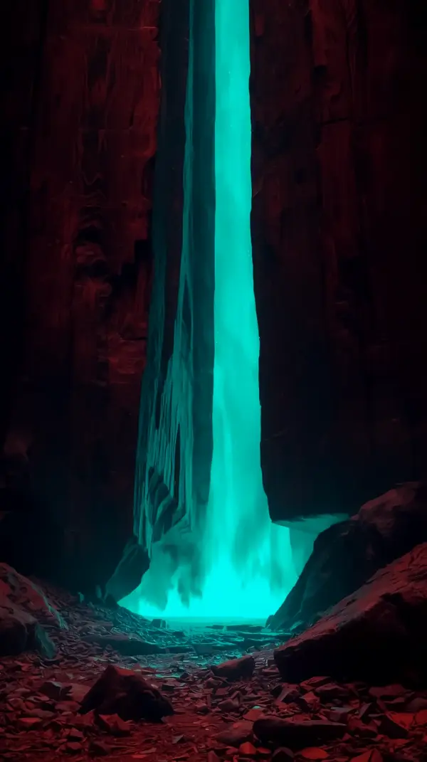 Glowing Cyan Fissure AMOLED Wallpaper 4k for Mobile - High Contrast Dark Art