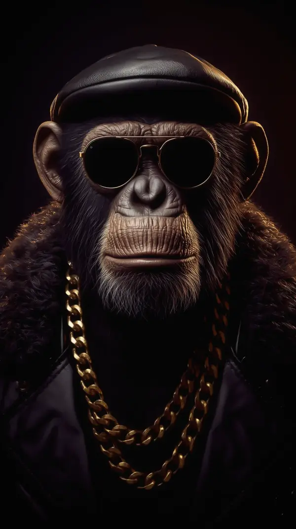 3D Wallpaper 4K — Cool Chimp Gangster Gold Chain 4KWallpapar