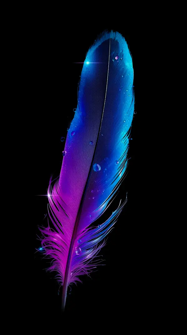 Vibrant Blue and Purple Feather AMOLED Wallpaper 4K for Mobile