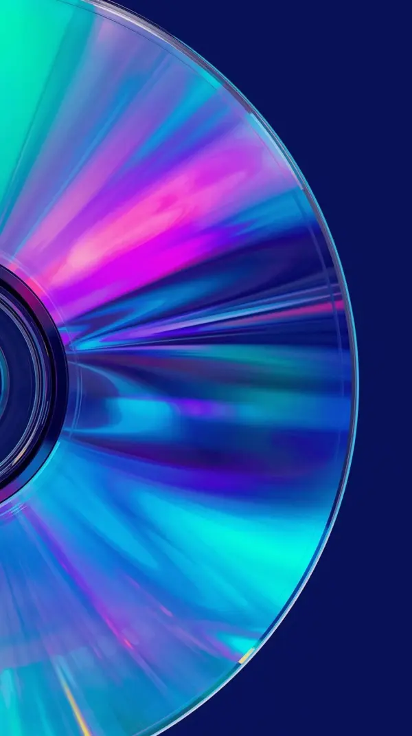 iphone wallpaper 4k Iridescent CD Disc Rainbow Holographic Reflections Neon Blue Pink Purple Glow Shiny Compact Disc Macro Futuristic Aesthetic