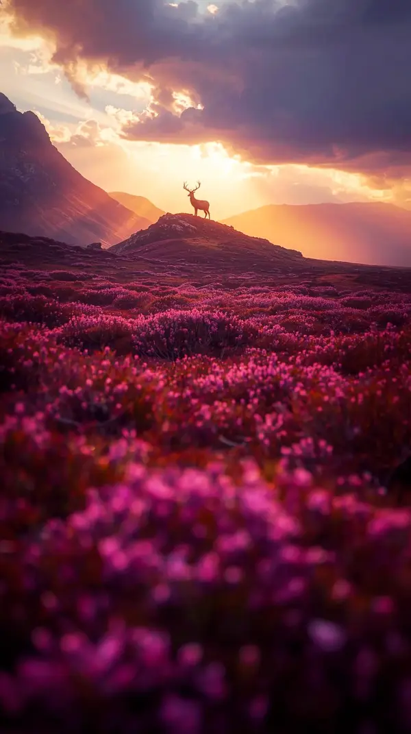Wallpaper anime nature — majestic stag sunset