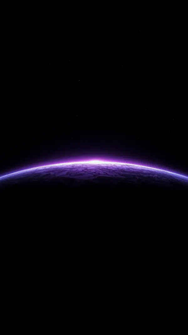Space phone wallpaper — glowing purple horizon