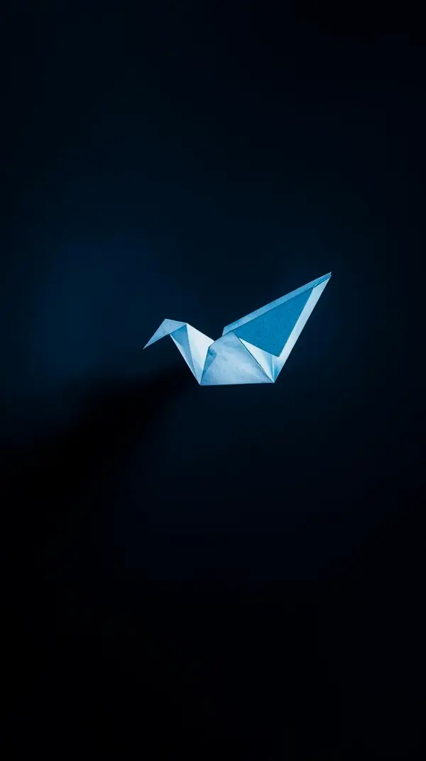 Minimalist Blue Origami Bird AMOLED Wallpaper 4K for Mobile