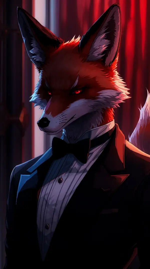 Elegant Fox in Tuxedo Wallpaper for iPhone & Android – 4K