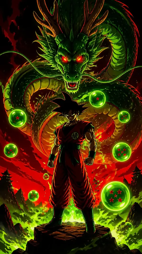 Wallpaper anime dark — legendary green dragon