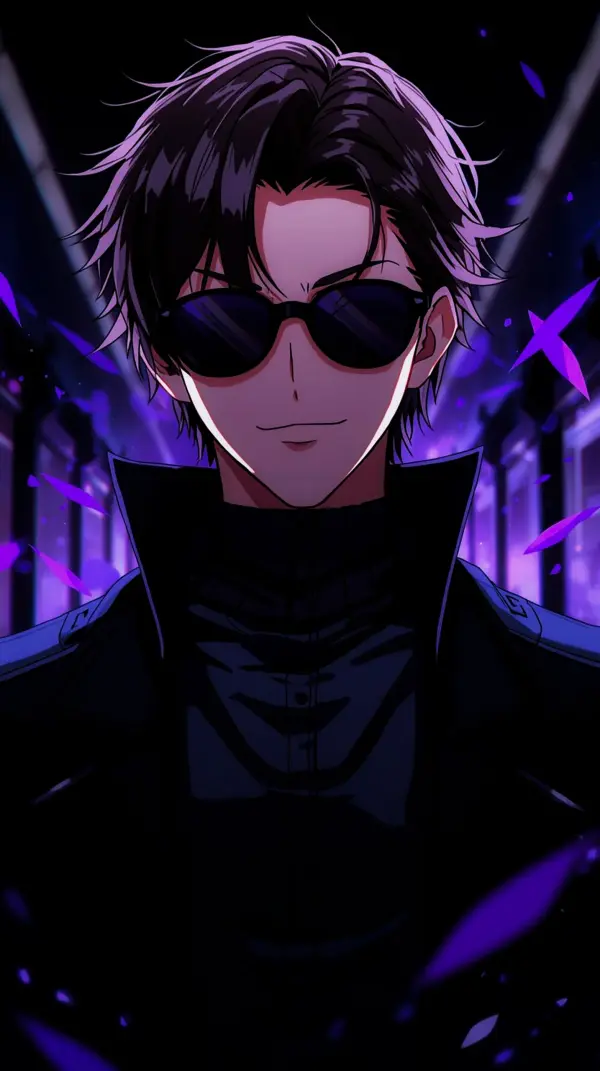 Anime background phone — stylish dark sunglasses guy