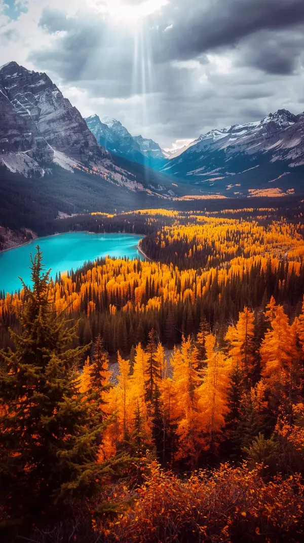 Wallpaper anime nature — golden mountain valley