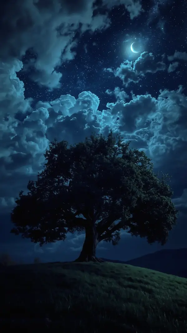 Backgrounds for your phone — silhouette night tree