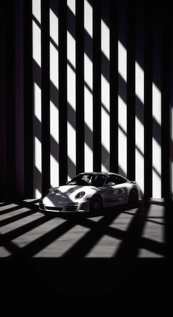 Stunning Porsche 911 car iphone wallpaper - High-resolution car wallpaper 4k for mobile and car wallpaper4k for mobile featuring dramatic monochrome shadows and minimalist sports car design for your phone screen.