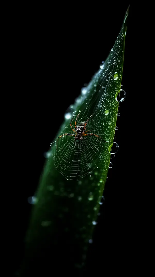 Wallpaper anime black — spider wet green leaf