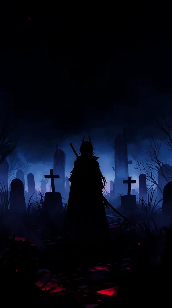 Dark Fantasy Warrior Graveyard Wallpaper for Phone – 4K HD