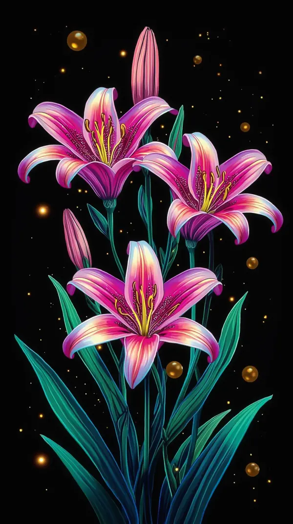Flower Wallpaper 4K — Vibrant Pink Lilies Dark Background