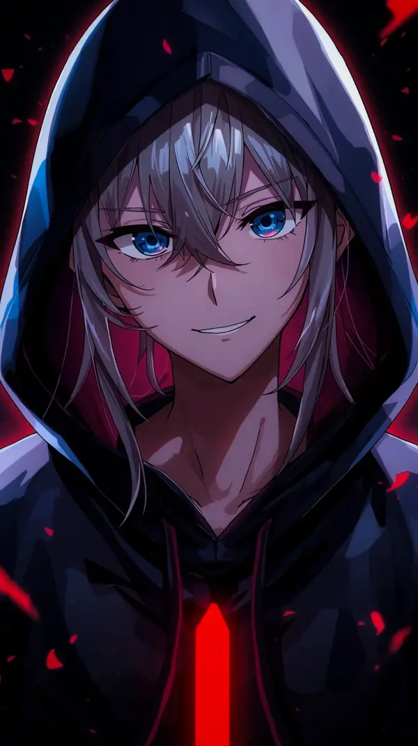 Wallpaper dark anime — smirking blue eyed girl