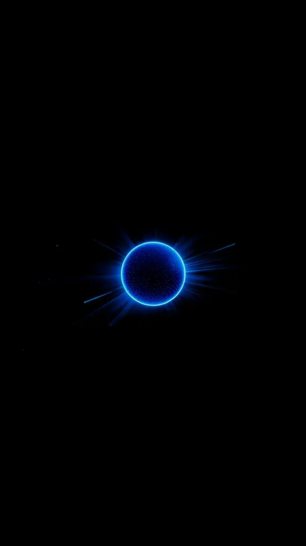 Pure black amoled wallpaper — glowing blue orb