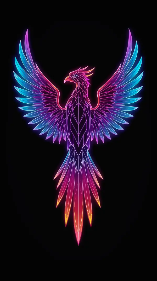 4K Wallpaper — Neon Phoenix Geometric Glow