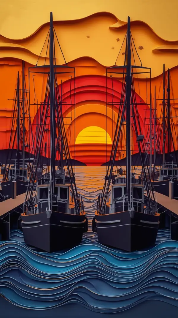 Nature Wallpaper 4K — Paper Craft Sailboats Sunset