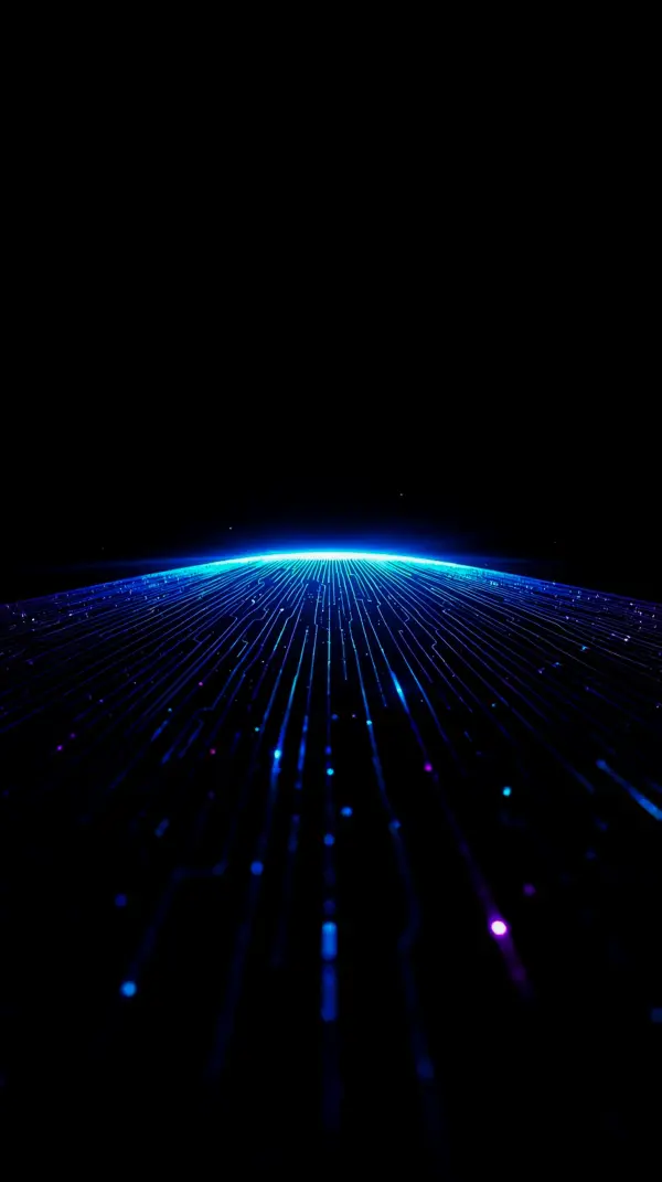 Anime wallpaper — glowing blue digital circuit lines