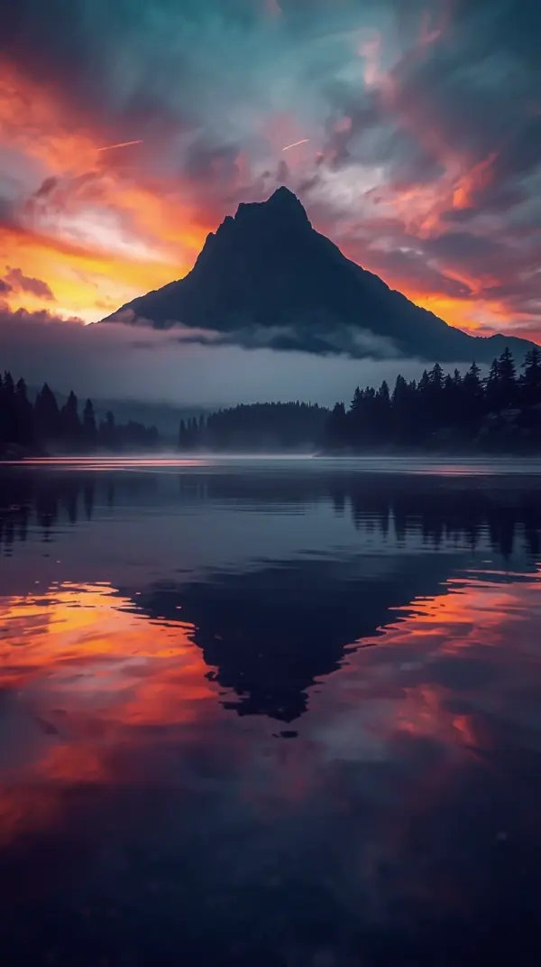 Nature Wallpaper 4K — Sunset Mountain Lake Reflection | 4KWallpapar
