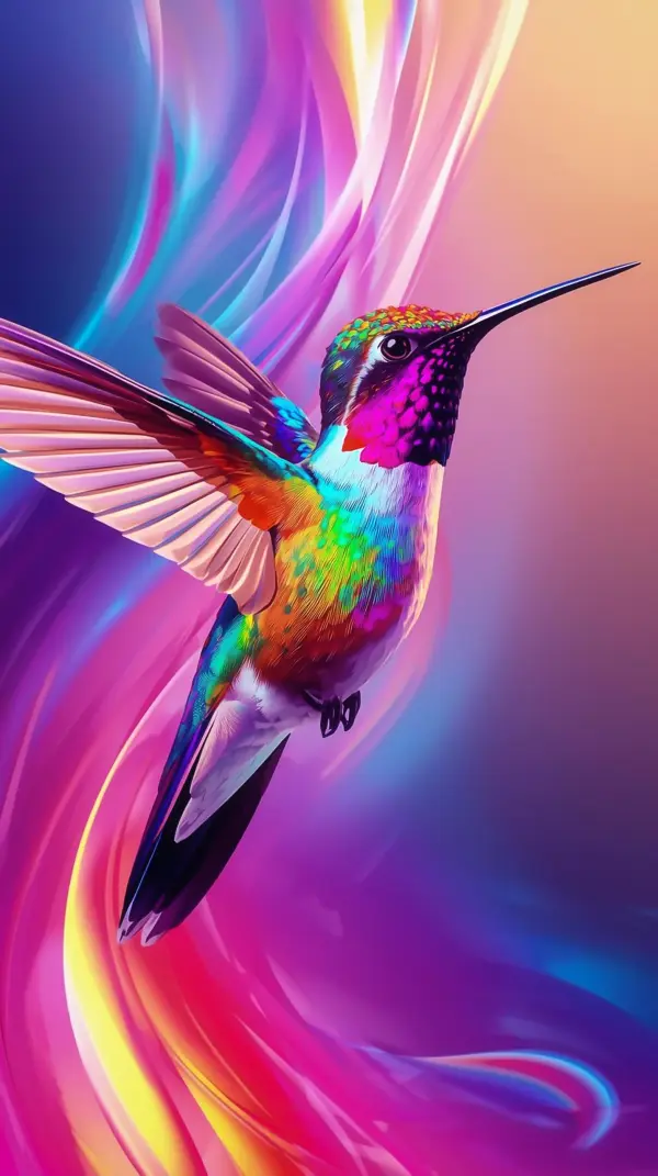 Animal Wallpaper 4K — Vibrant Hummingbird Abstract Art 4K
