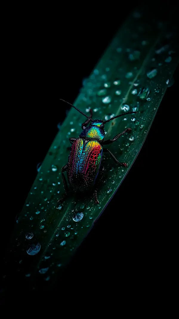 Wallpaper black anime — iridescent rainbow bug
