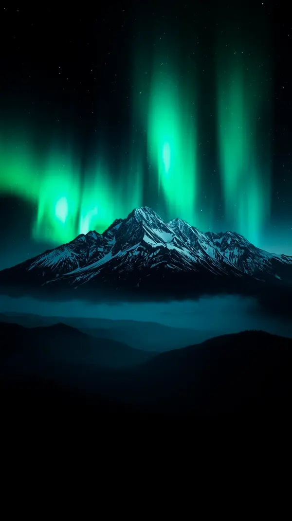 Viridian Luminescence — White-tipped geology, shadowed topography