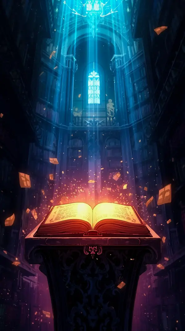 Magical Library Anime Phone Wallpaper - 4K Anime Wallpapers for Mobile and Aesthetic Anime Wallpaper Phone Background iPhone 14 Pro Max