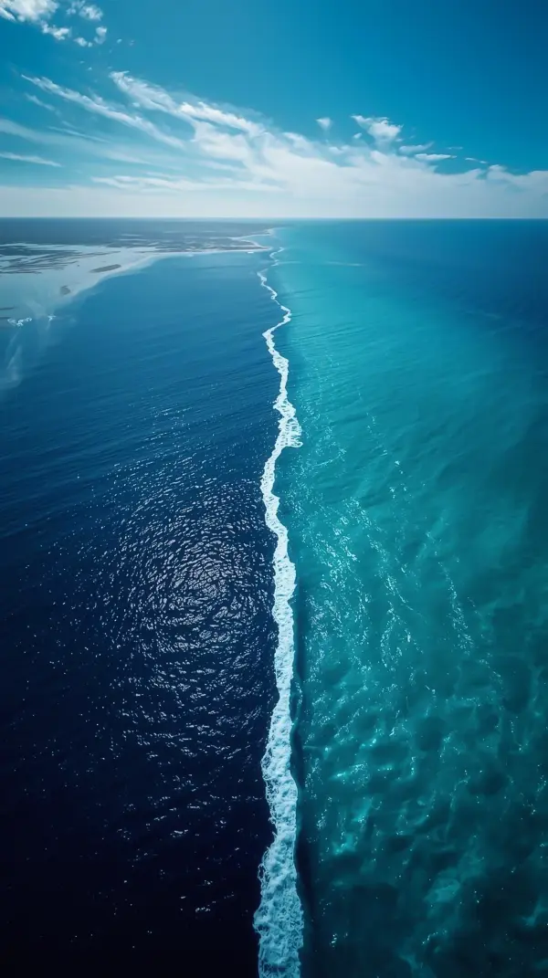 Ocean Wallpaper 4K — Two Tones Blue Sea | 4KWallpapar