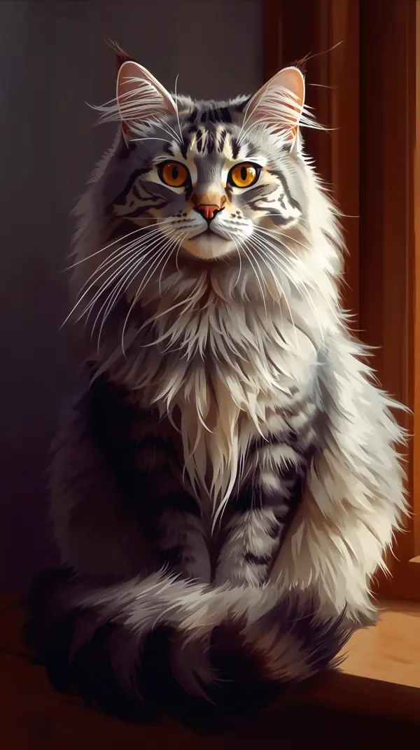 Cat phone wallpaper — fluffy amber eyed feline