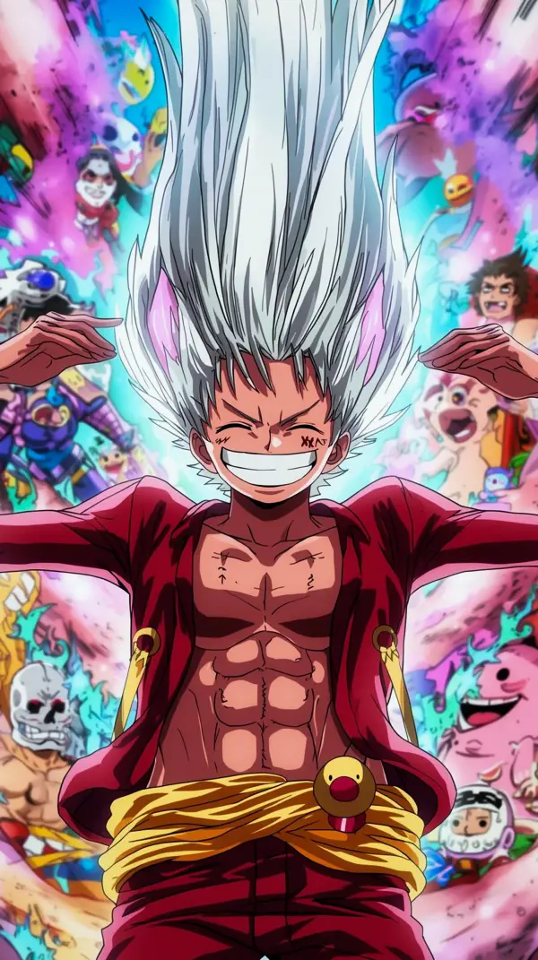 Vibrant Gear Five Luffy Wallpaper for Phone – 4K Resolution