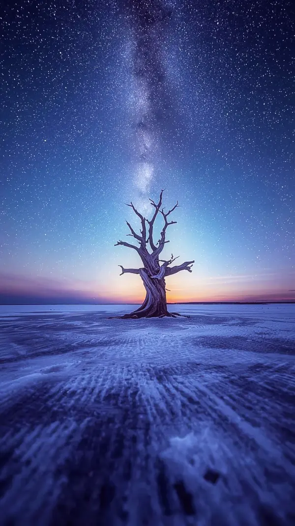 Stunning Milky Way Tree iphone wallpaper 4k - A captivating 4k wallpaper for mobile and wallpaper for phone featuring a lone tree under the stars. Perfect as a cute 4k wallpaper for iphone or as incredible 4k backgrounds iphone and 4k