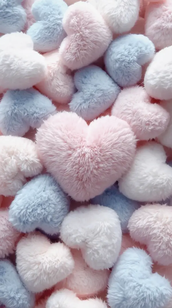 Cute Phone Wallpaper — Pastel Fluffy Hearts