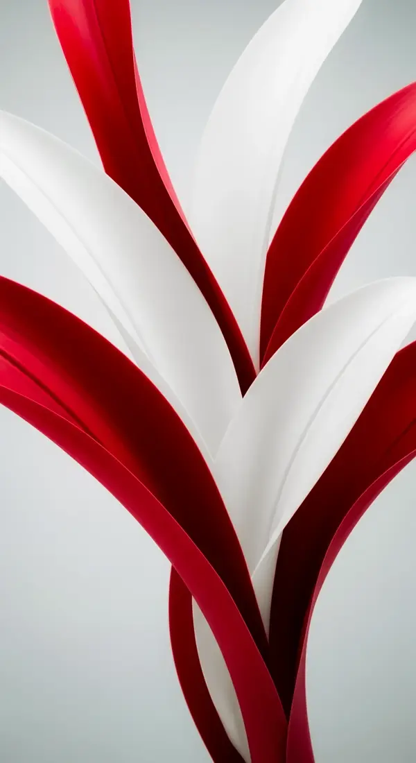 Aesthetic anime wallpaper — curved red ribbons
