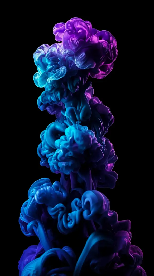Vibrant Blue and Purple Ink Cloud AMOLED Wallpaper 4K for Mobile