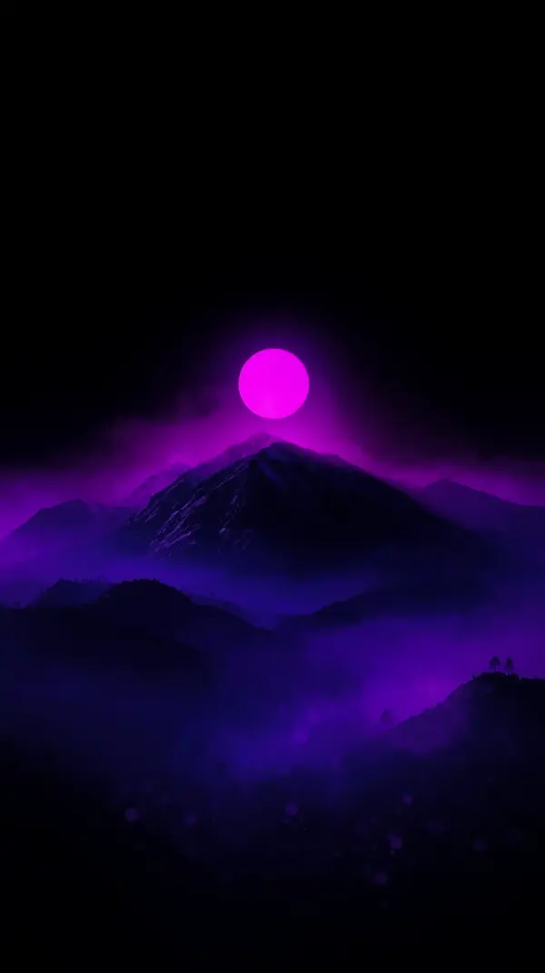Vibrant Purple Mountain Sunset AMOLED Wallpaper 4K for Mobile