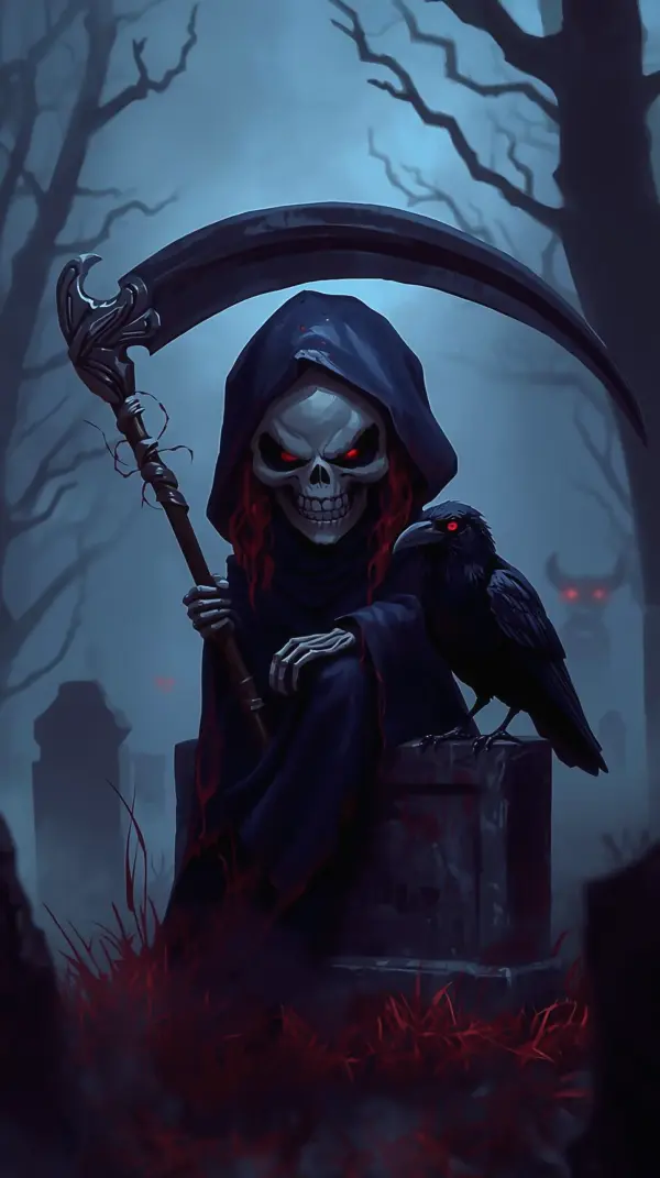 Dark anime wallpaper 4k — reaper holding scythe