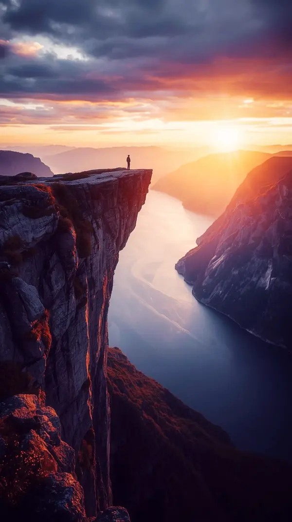 Sunset Cliff Edge iPhone Wallpaper 4k - Stunning 4k Wallpaper for Mobile and Wallpaper for Phone, Cute 4k Wallpaper for iPhone with 4k Backgrounds iPhone and 4k iPhone Background