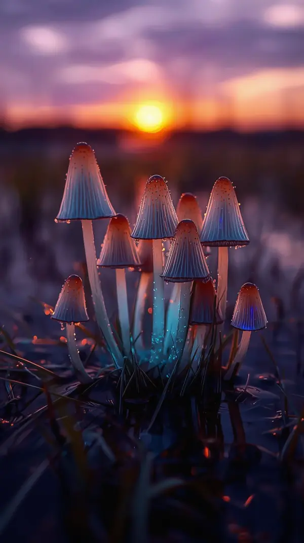 Mushroom Wallpaper Phone — Sunset Nature Glow