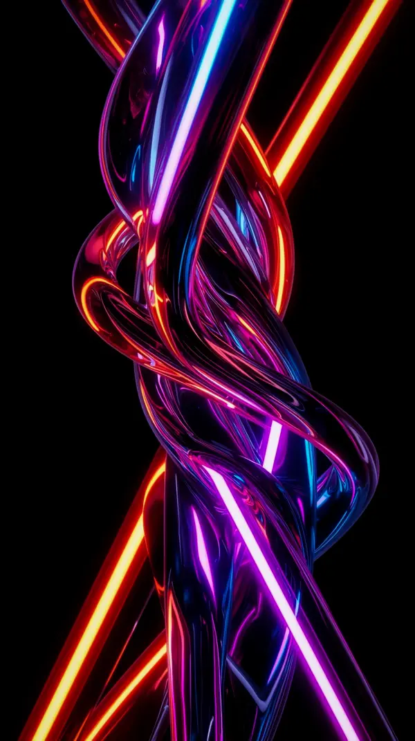 Dark AMOLED 4K Mobile Wallpaper: Vibrant Neon Glow Abstract