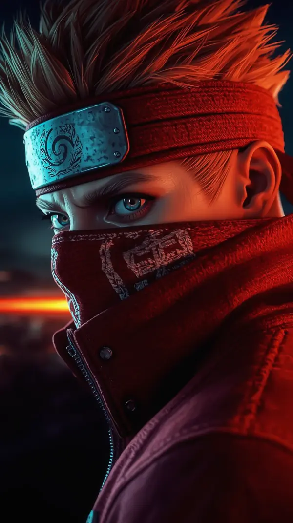 Anime Wallpaper 4K — Intense Red Ninja Warrior 4KWallpapar