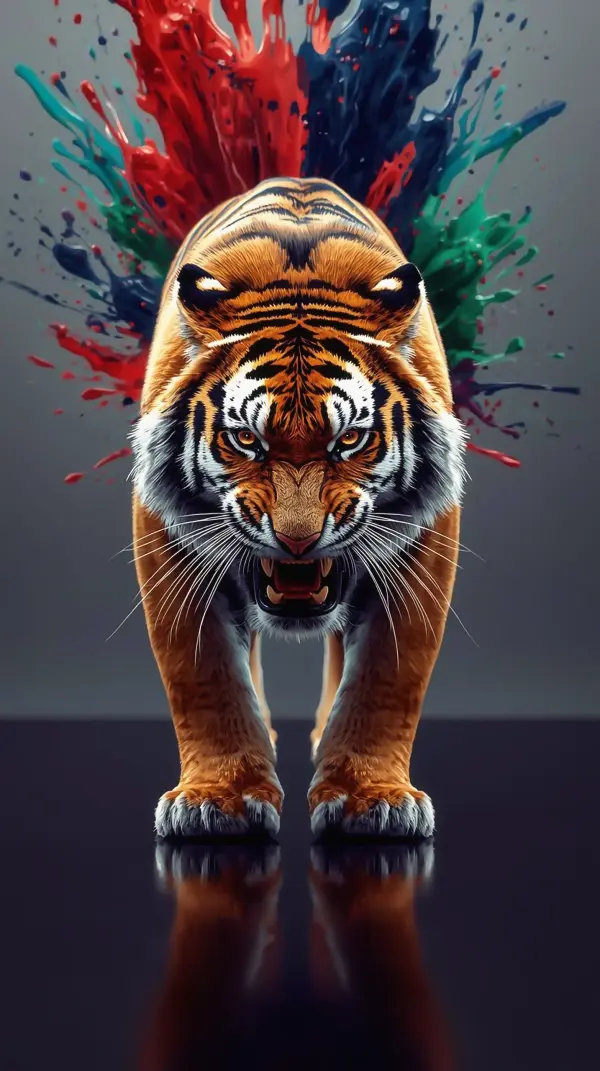 3d tiger wallpaper for mobile — colorful paint splash art | 4kwallpapar